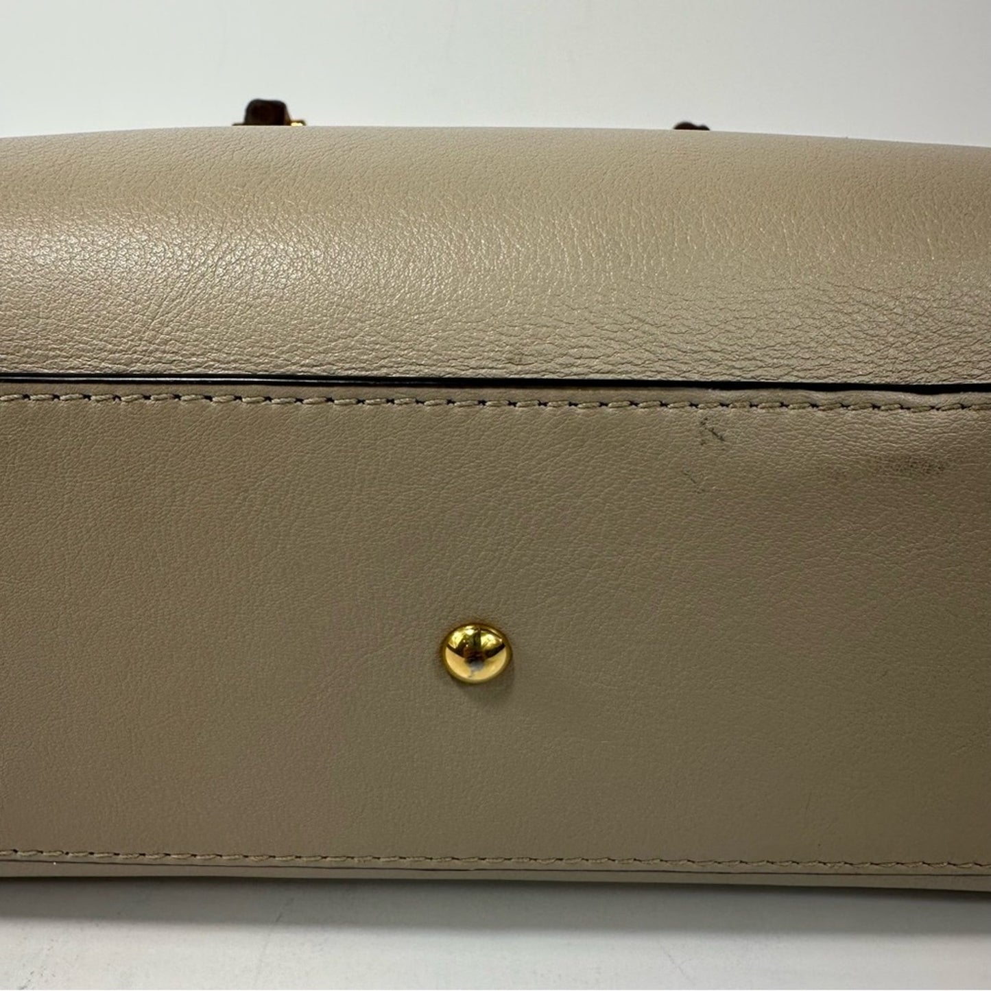 GUCCI Small Diana Taupe Beige Leather Structured Bamboo Handle Tote Handbag