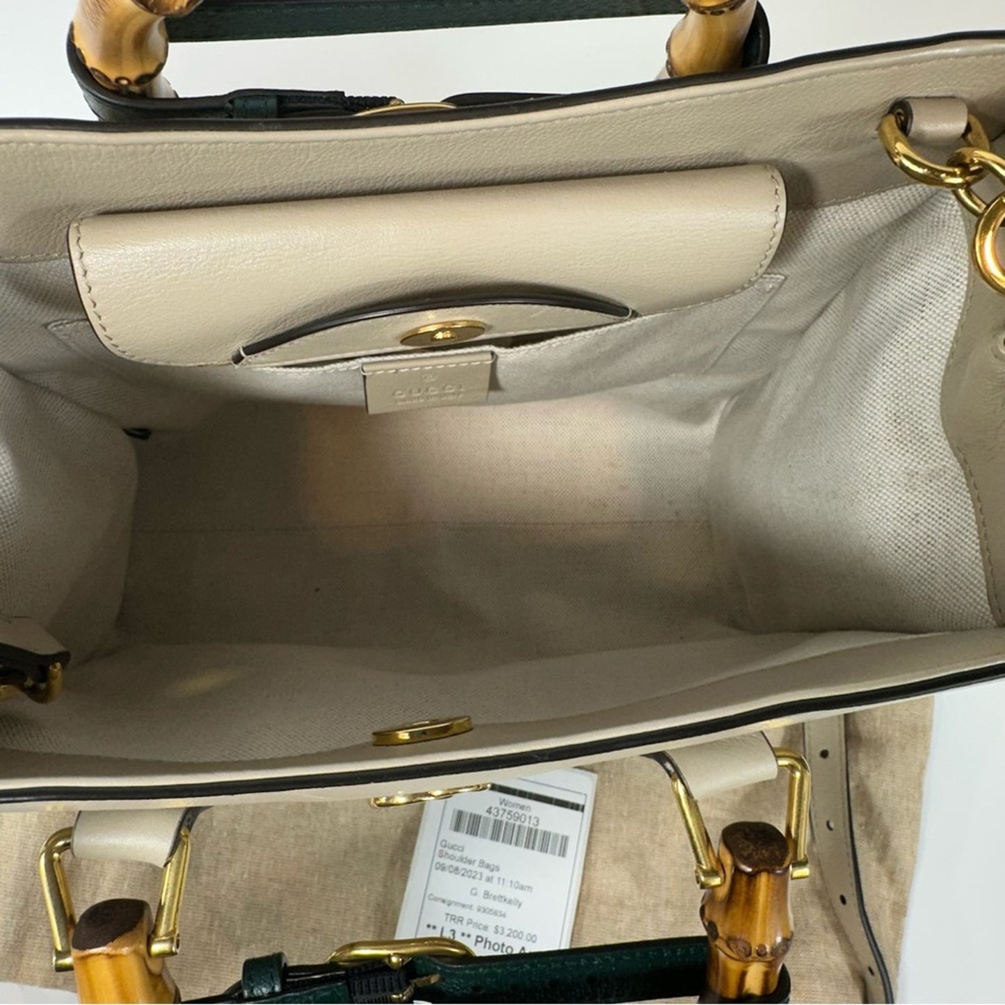GUCCI Small Diana Taupe Beige Leather Structured Bamboo Handle Tote Handbag