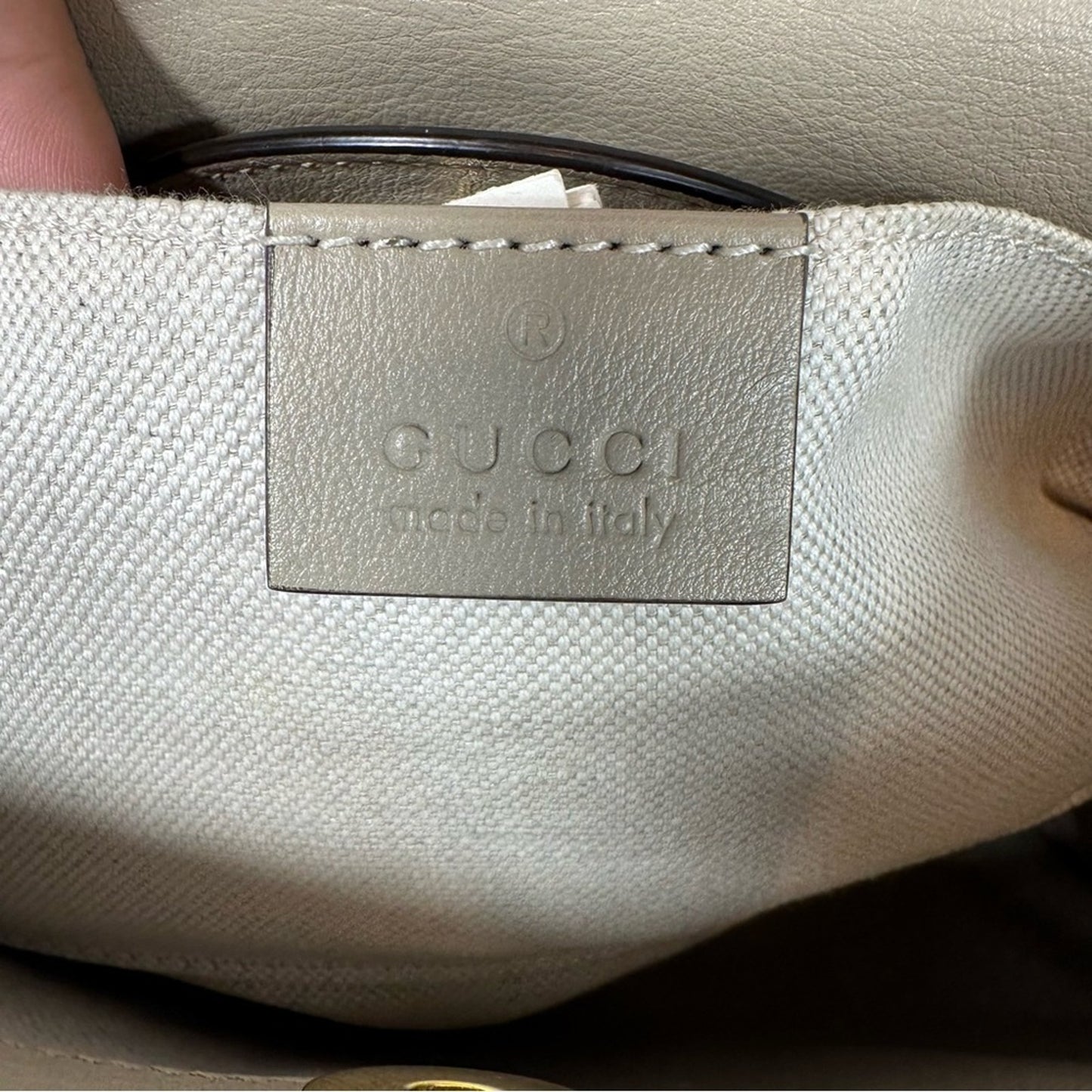 GUCCI Small Diana Taupe Beige Leather Structured Bamboo Handle Tote Handbag