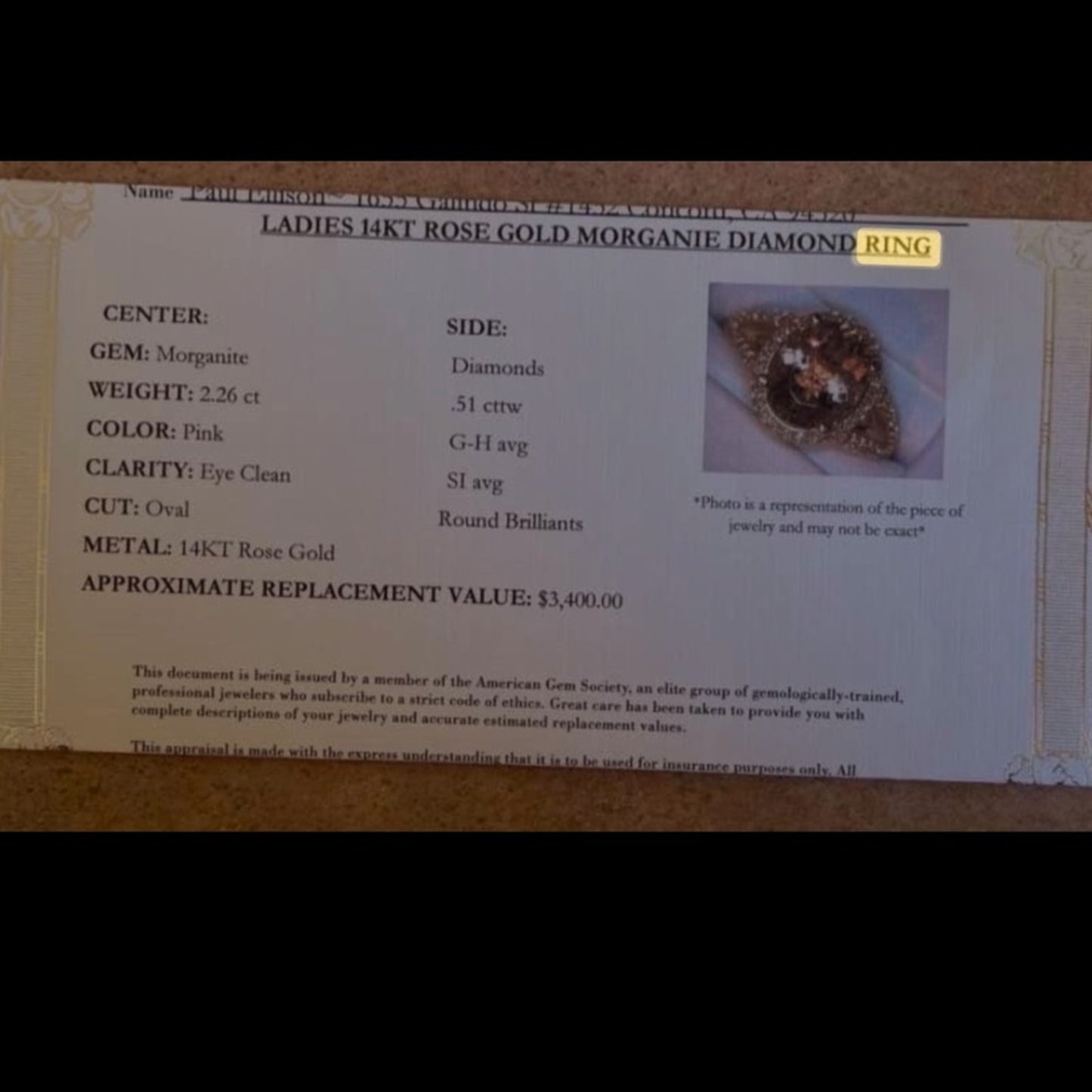 Morganite 2.26 Carat with diamond Halo 14k Rose Gold Engagement Ring 5.25