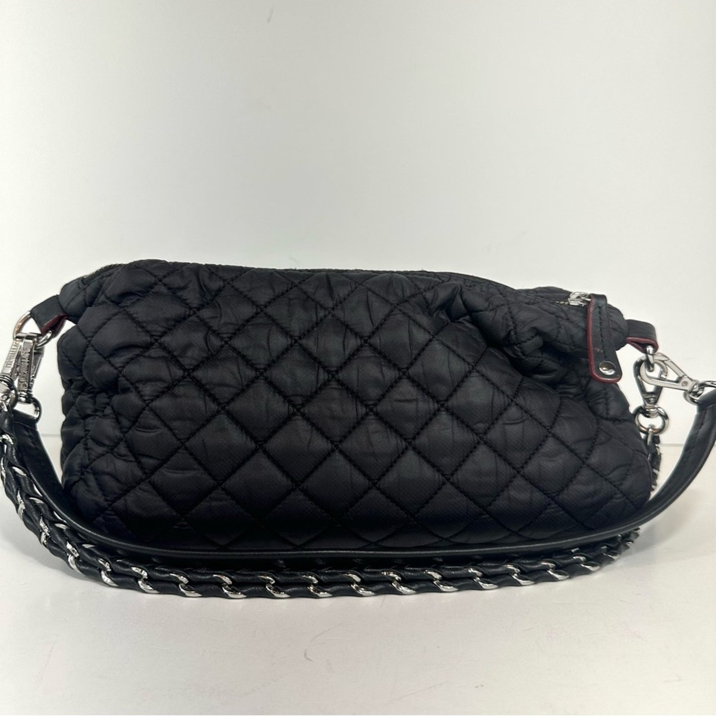 MZ Wallace Crosby Shoulder Quilted Nylon and Braided Leather Crossbody Handbag