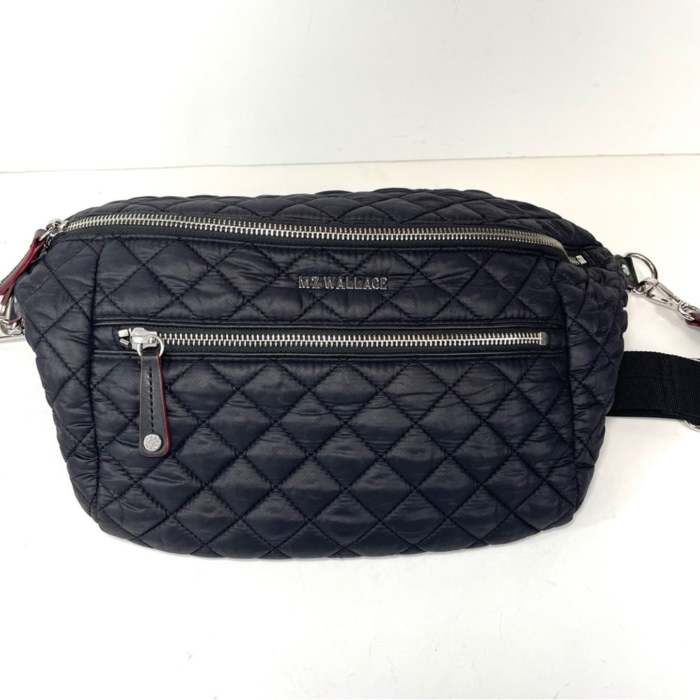 MZ Wallace Crosby Black Quilted Adjustable Waist Strap Crossbody Handbag