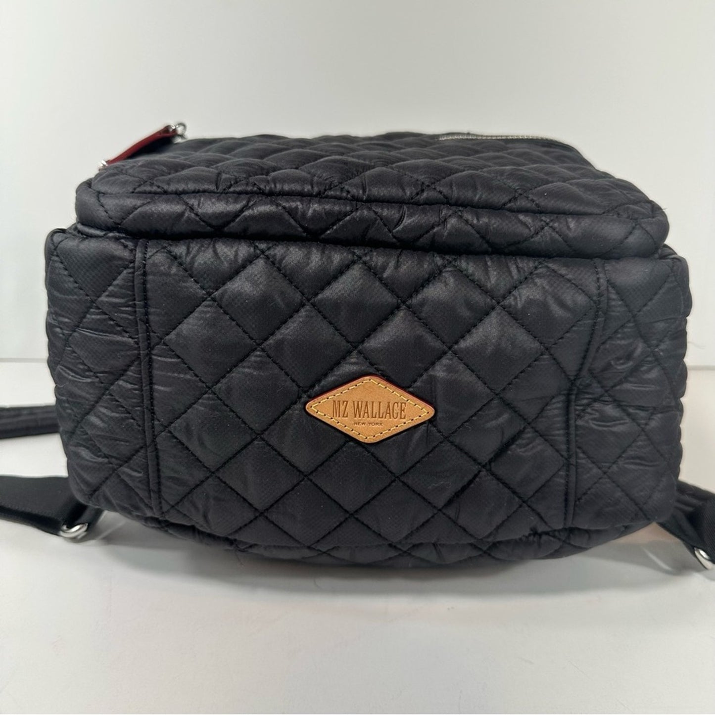 MZ Wallace Black Quilted Italian Leather Trim Small Crosby Backpack