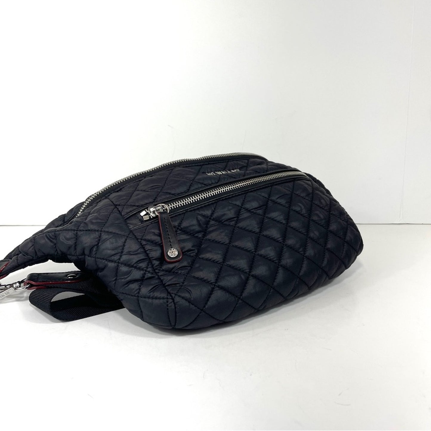 MZ Wallace Crosby Black Quilted Adjustable Waist Strap Crossbody Handbag