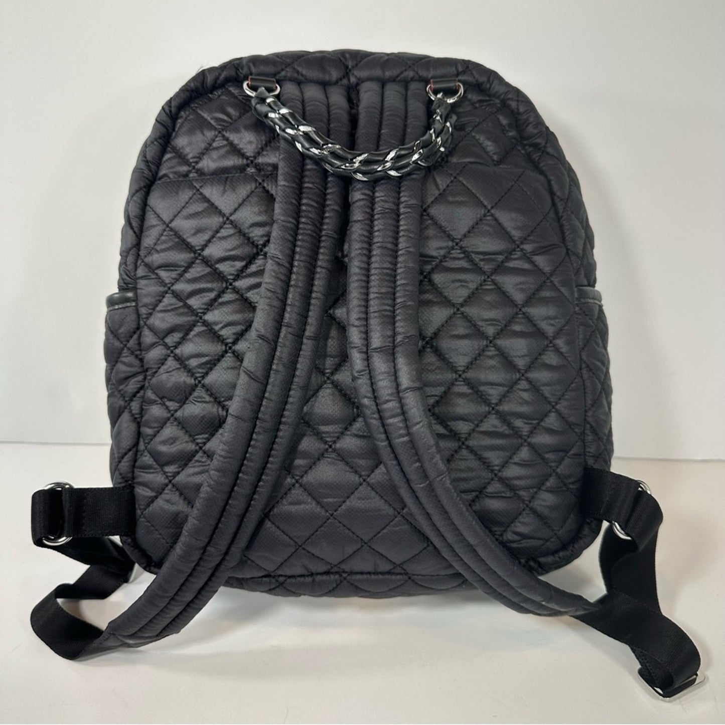 MZ Wallace Black Quilted Italian Leather Trim Small Crosby Backpack