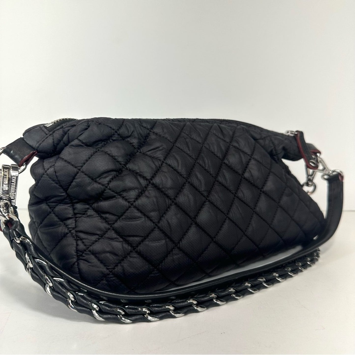 MZ Wallace Crosby Shoulder Quilted Nylon and Braided Leather Crossbody Handbag