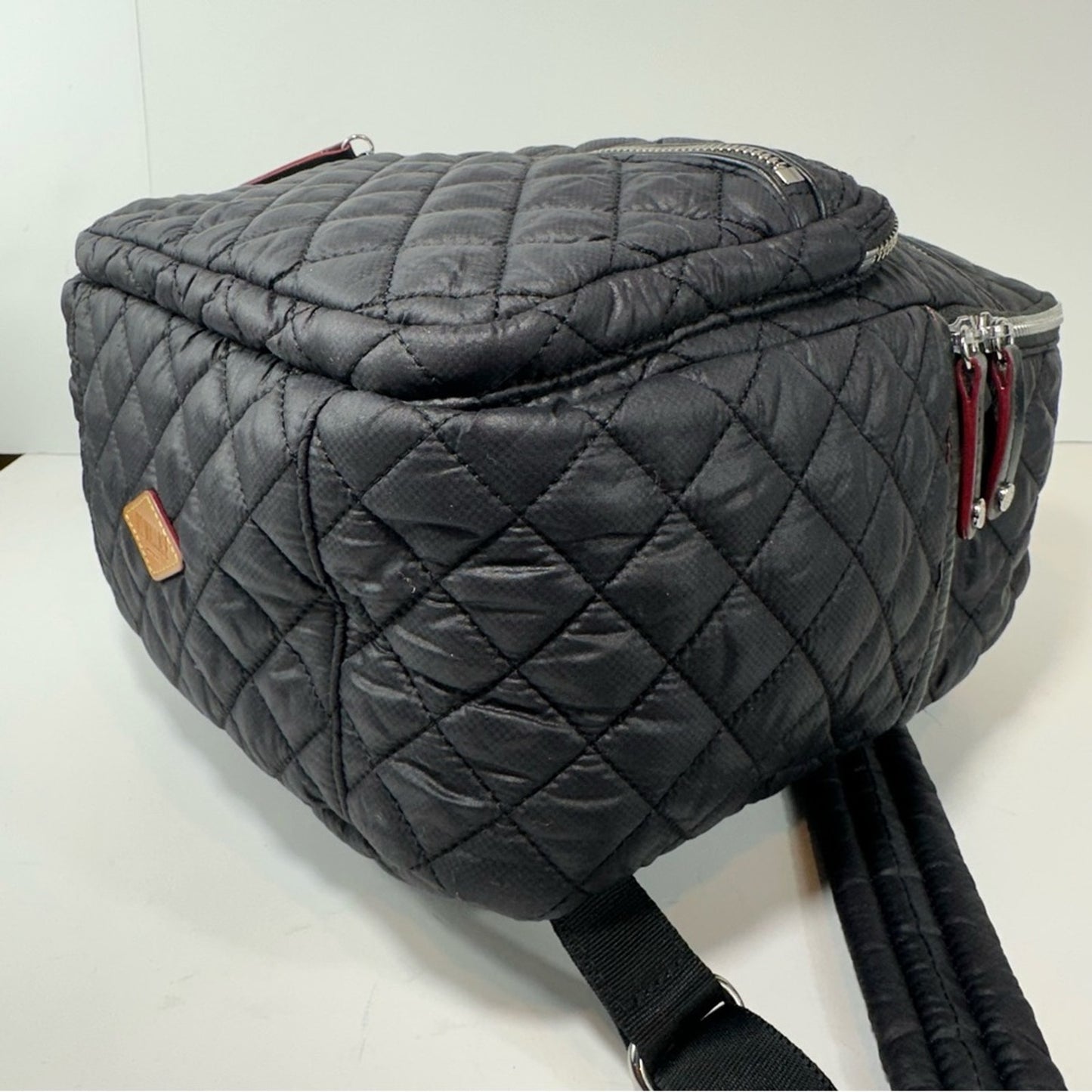 MZ Wallace Black Quilted Italian Leather Trim Small Crosby Backpack