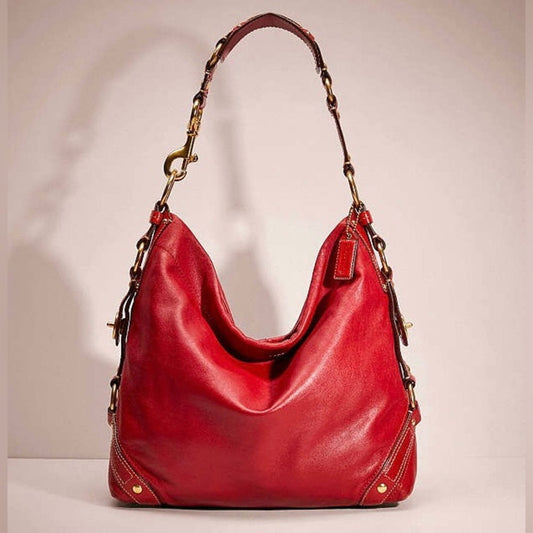 Coach 1941 Carly Red Leather Shoulder Hobo Handbag