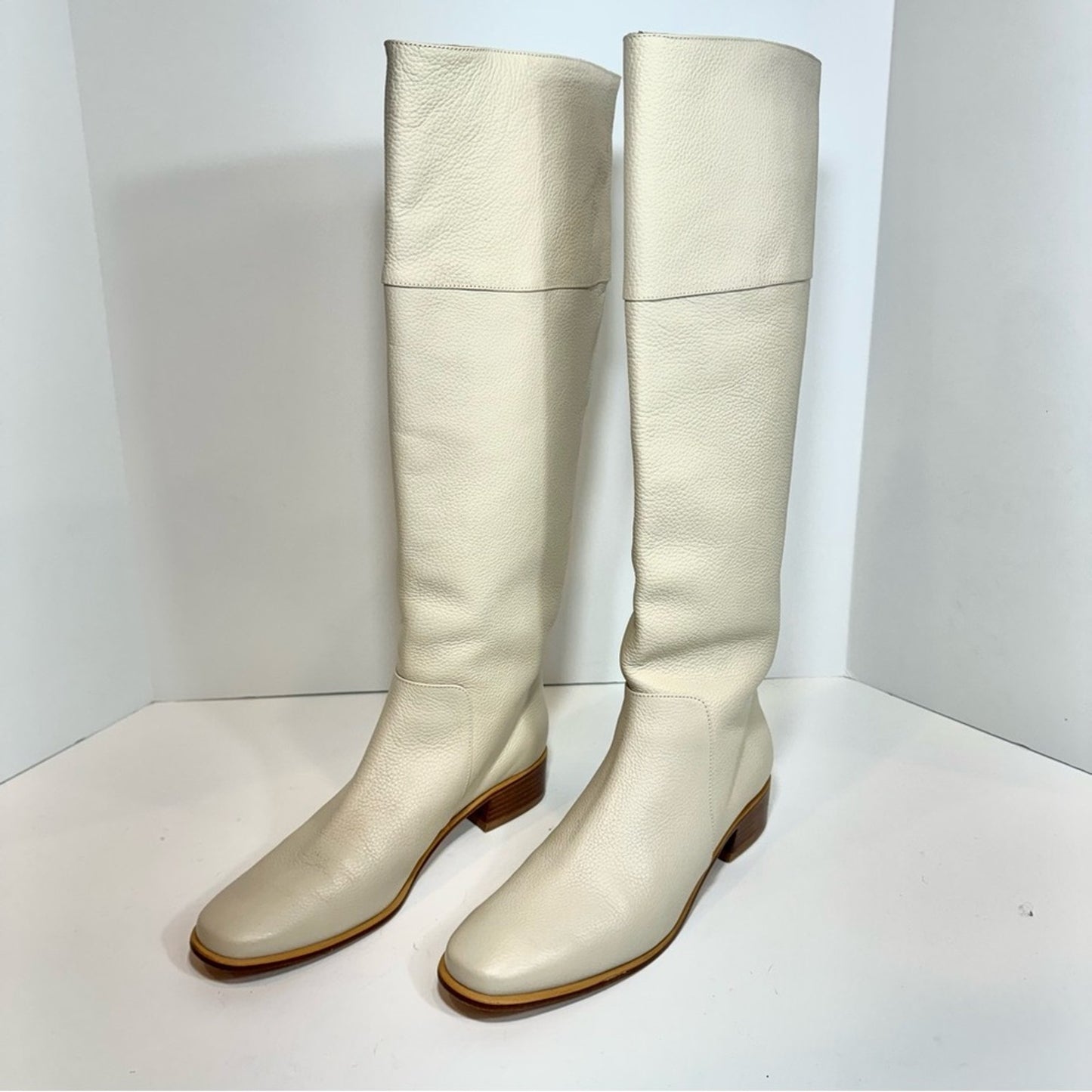 Rachel Comey Tall Thora Boot in Bone White Genuine Leather Knee High Boots 10