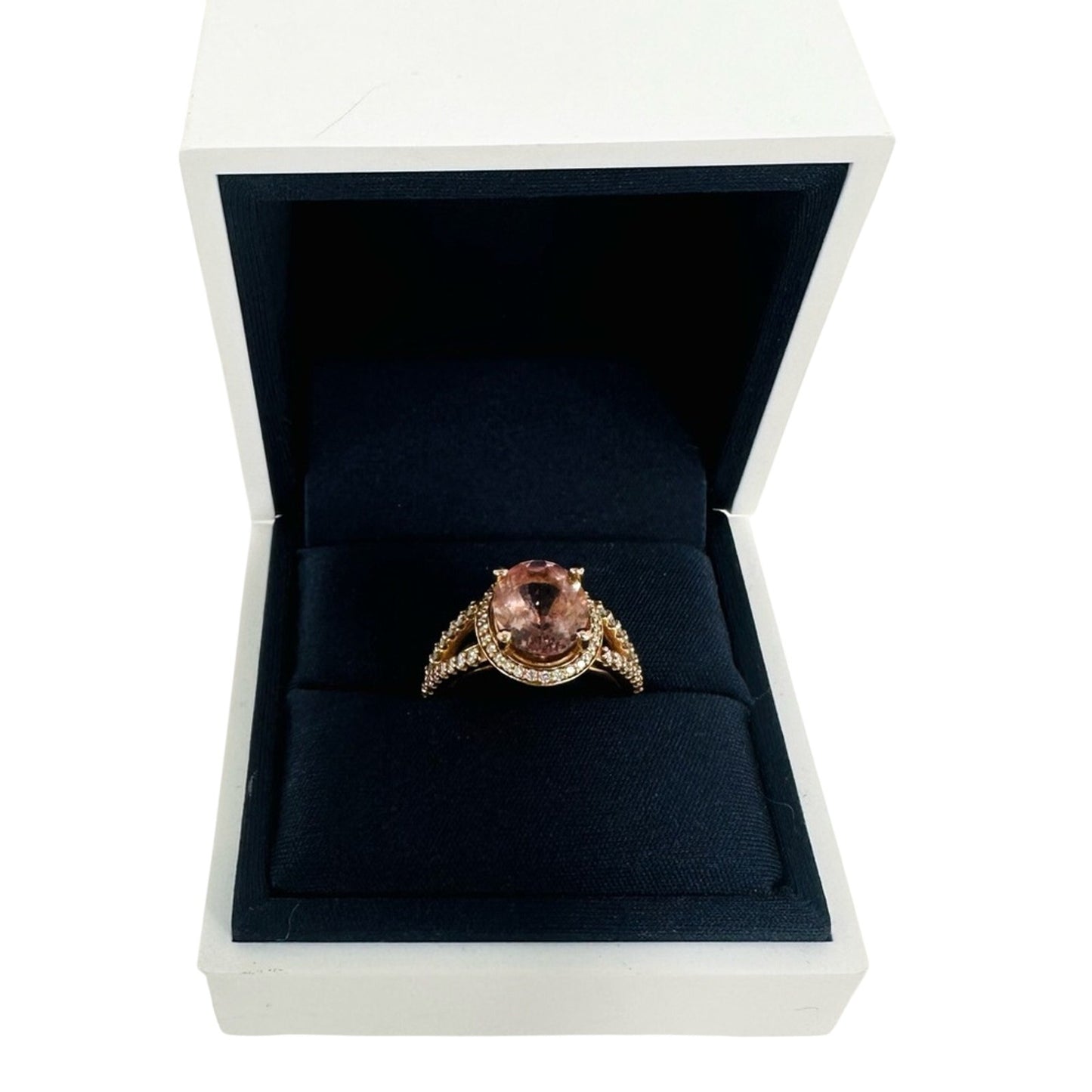 Morganite 2.26 Carat with diamond Halo 14k Rose Gold Engagement  Ring 5.25