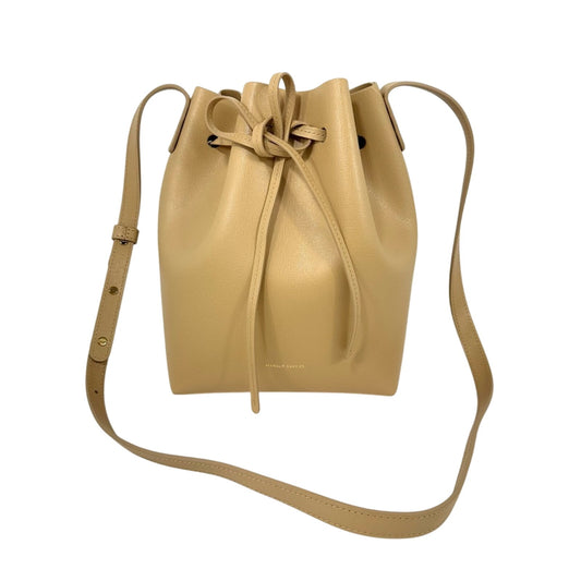 Mansur Gavriel Beige Leather Drawstring Crossbody mini Crossbody Bucket Bag