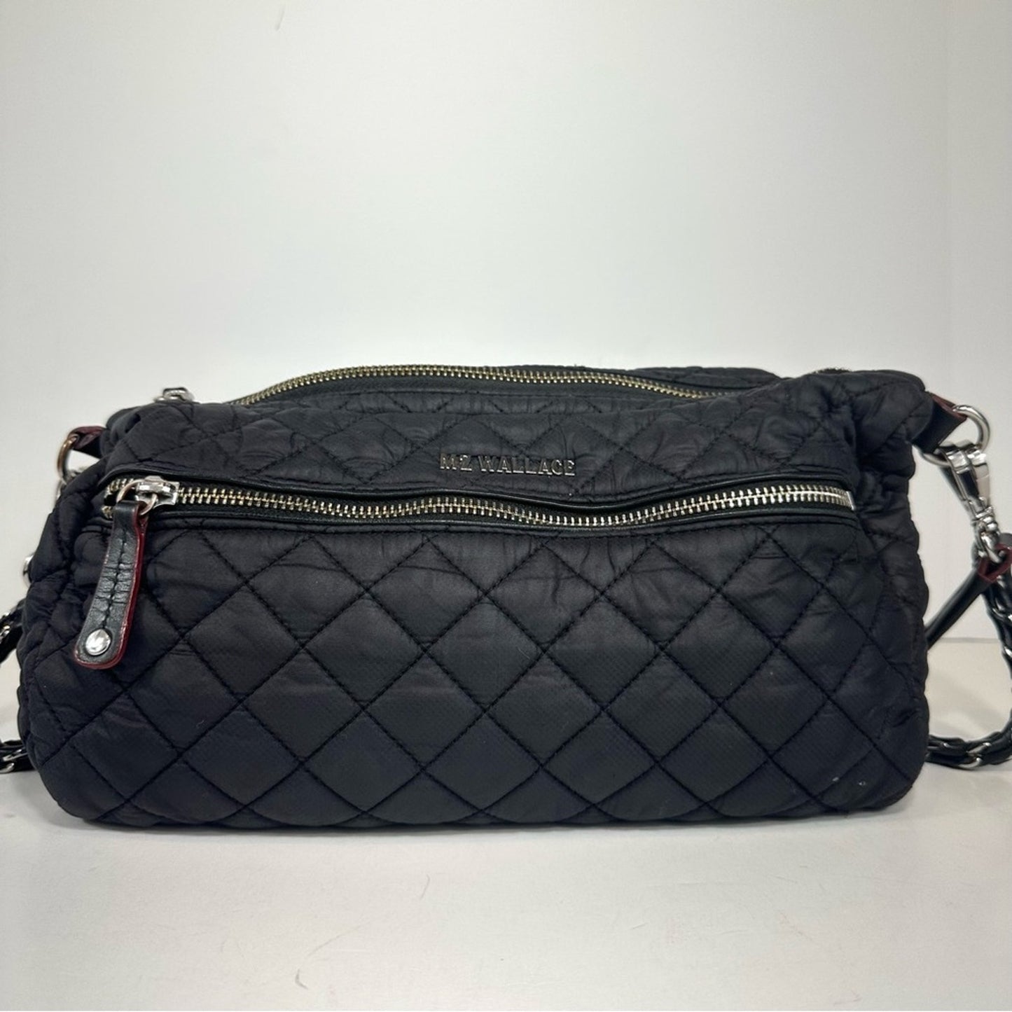 MZ Wallace Crosby Shoulder Quilted Nylon and Braided Leather Crossbody Handbag