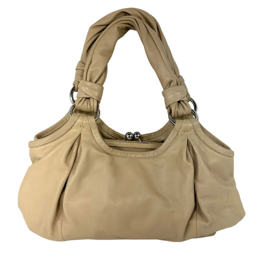 Coach Parker Taupe Leather Kiss Lock Hobo Satchel Handbag