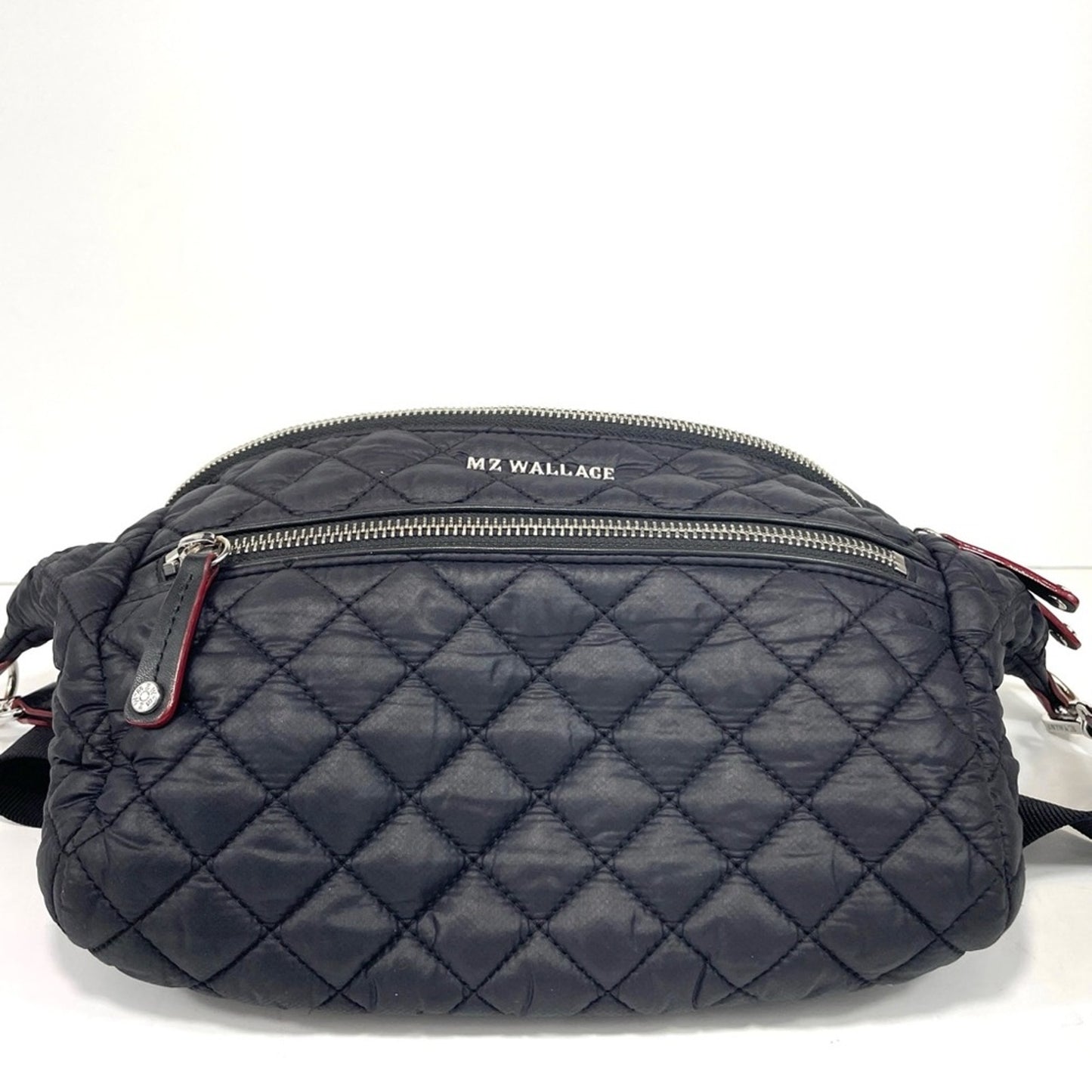 MZ Wallace Crosby Black Quilted Adjustable Waist Strap Crossbody Handbag