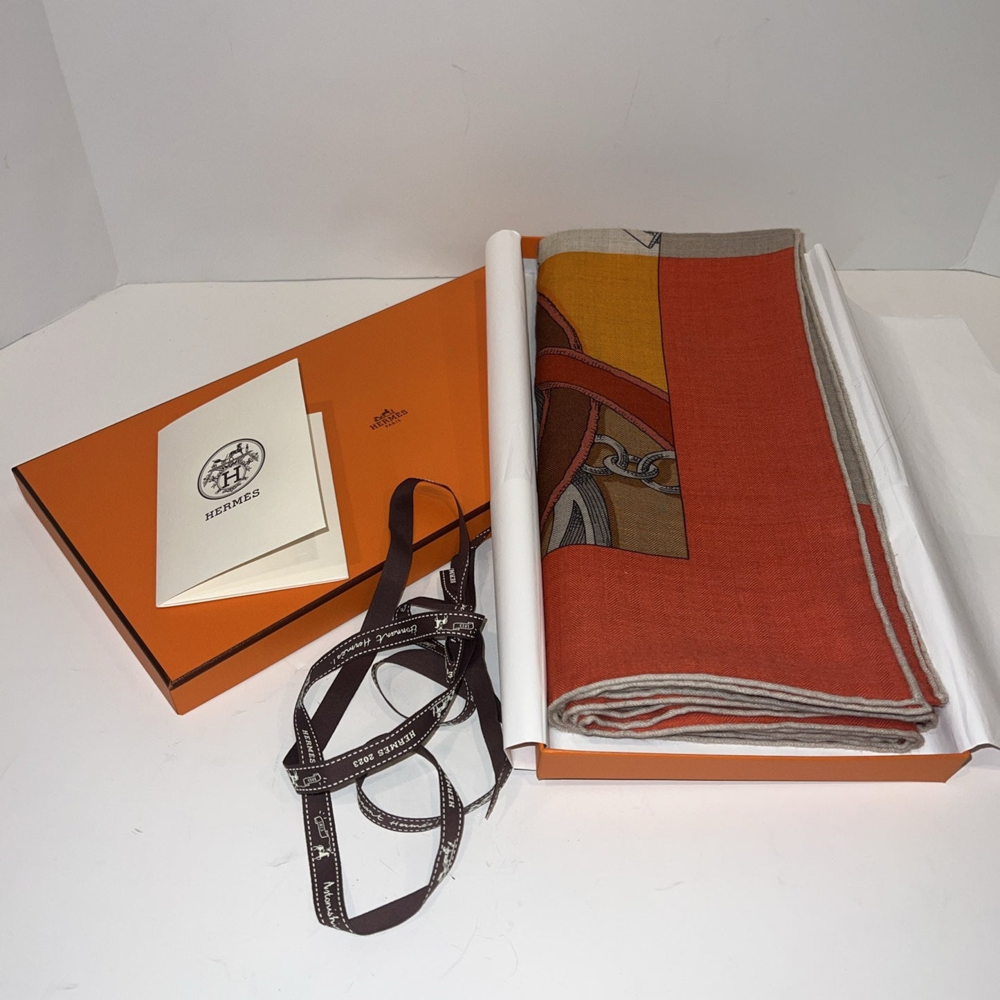 Hermes L’Instruction Du Roy 140cm Cashmere Silk Shawl NIB