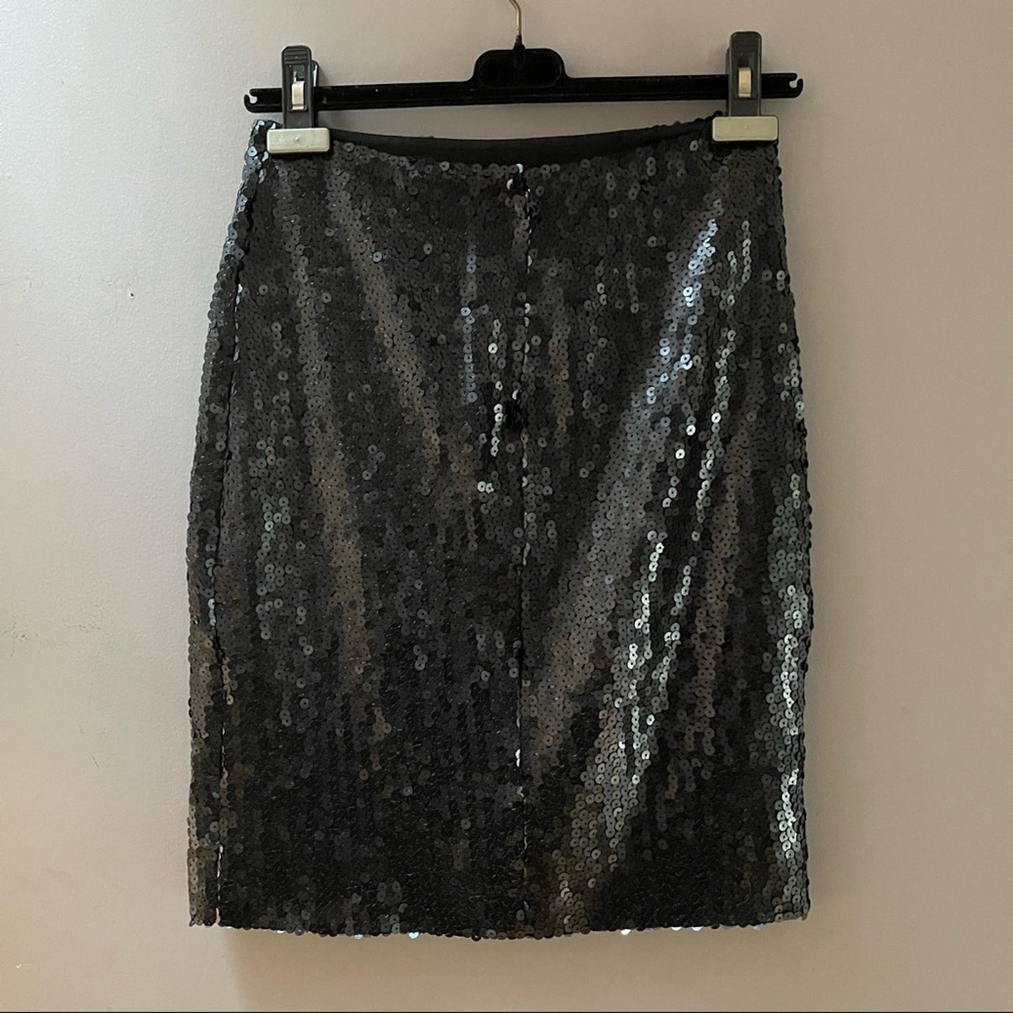 Chanel Spring 2007 NWT Black Gunmetal Sequin Pencil Skirt Interlocking CC zipper